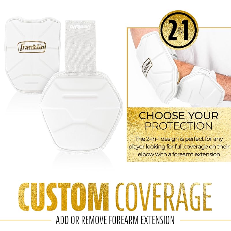 Franklin Elbow Guard for Baseball/Softball White Gold Youth - PRT Protective Gear