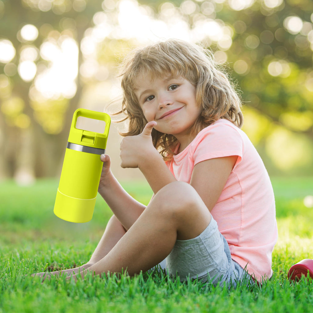 Mokoart Silicone Boot Compatible with YETI Kids Water Bottle 12 oz and Rambler 18 oz Bottle, Anti-Slip Sleeve Bottom Protector Accessories for YETI Rambler 12/18oz (Firefly Yellow)