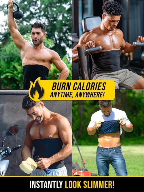 Sweat Spark Waist Trimmer for Men (Black, 3XL) - Sweat More, Shape Your Back & Abdomen, Wear During Workout