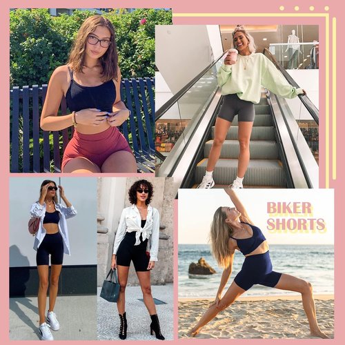 FULLSOFT Biker Shorts for Women - High Waisted Tummy Control with Pockets | 4 Pack, Ideal for Yoga & Gym