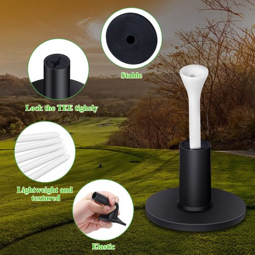 23 Pieces Rubber Golf Tees Set Tees Holders for Driving Range Mats Value Rubber Ball Seat for Golf Hitting Mats and Indoor Outdoor Training Mixed Size 1.5 2.3 2.7 3.1 3.5 Inch(Black)
