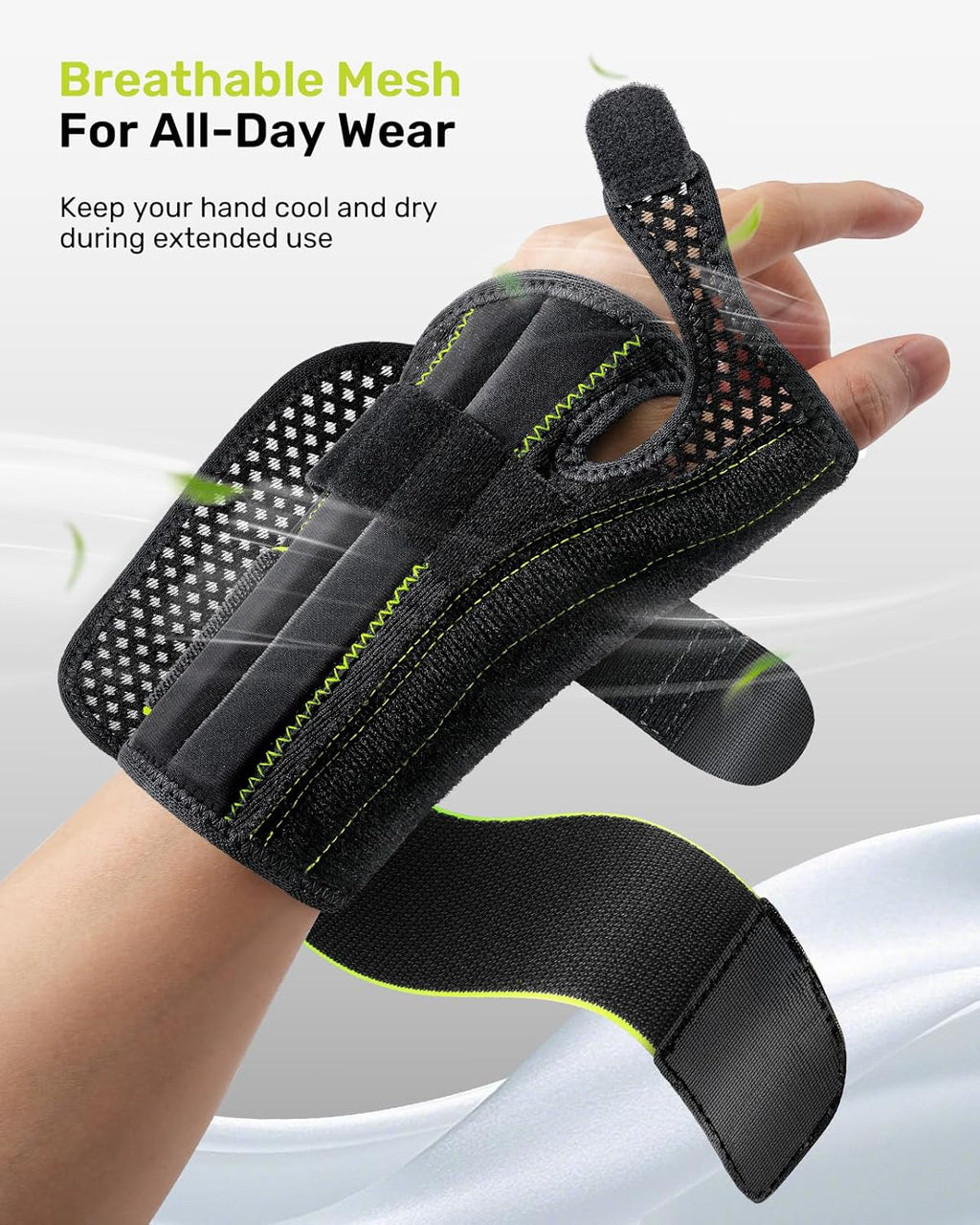 Rakiie Right Hand Wrist Brace - Lightweight Soft Support for Carpal Tunnel Relief | Yellow L/XL