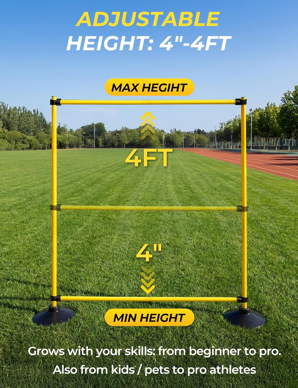 SEAOTTER Agility Hurdles - 4FT Adjustable Speed Training Equipment for Soccer & Athletes