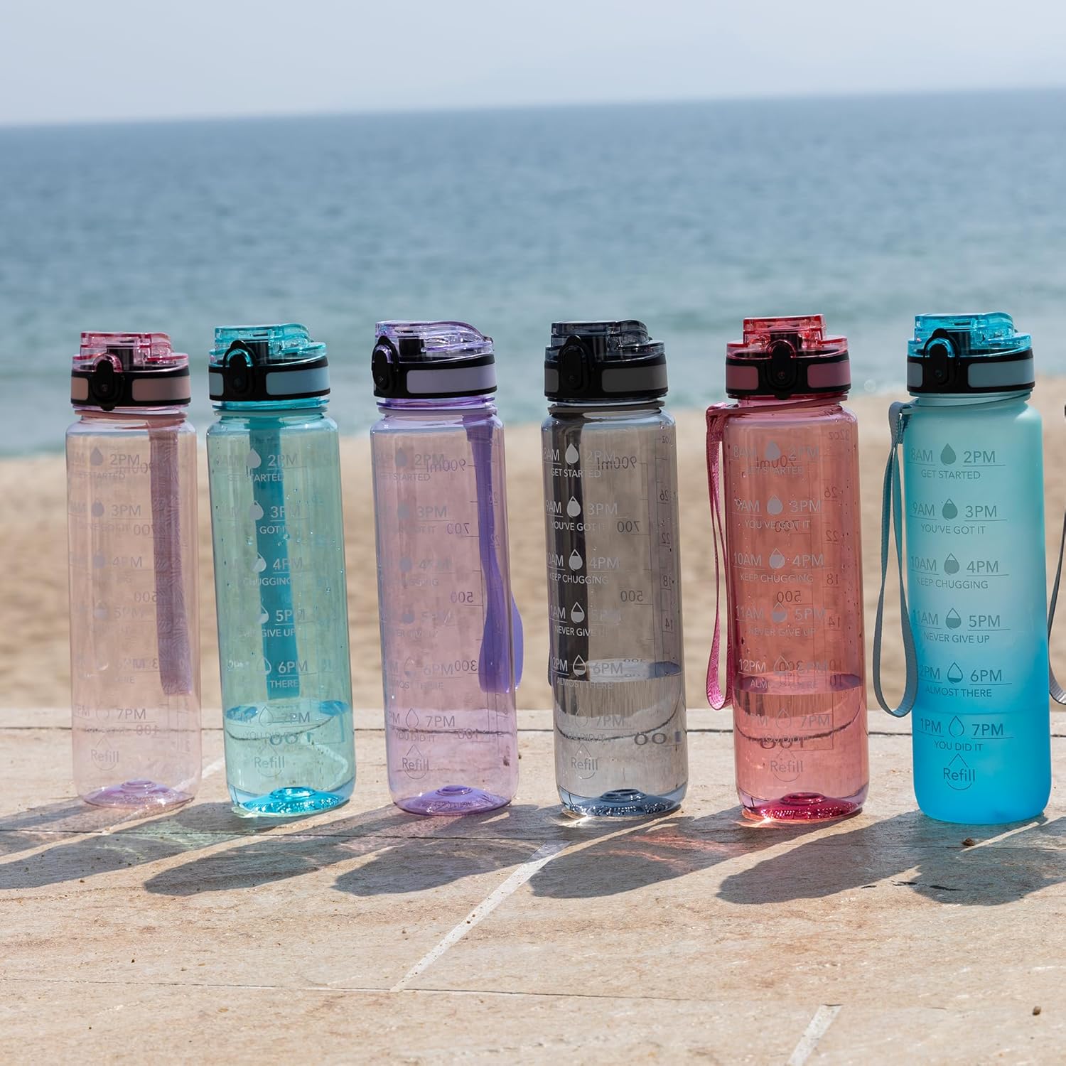 OLDLEY 32oz Motivational Sports Water Bottle - BPA-Free Tritan, Leakproof Design with Time Markers
