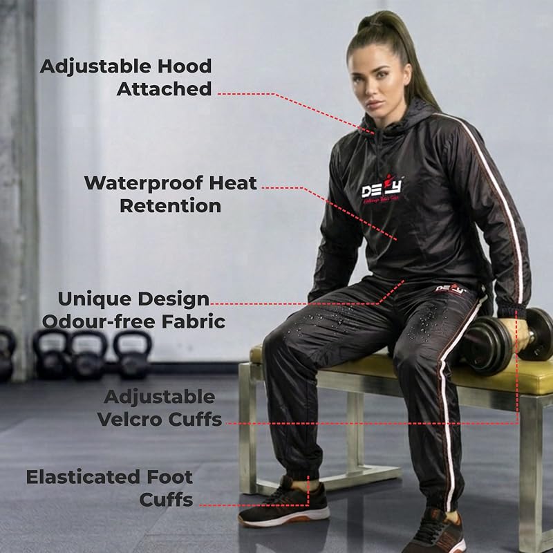 DEFY Heavy Duty Hooded Sauna Suit 4X-Large for Men & Women - Anti-Rip Full Body Sweat Gear