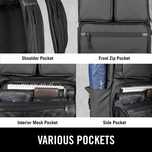 Kenneth Cole REACTION Travel Laptop Backpack - 17-Inch Coated Polyester - Stylish Black Design