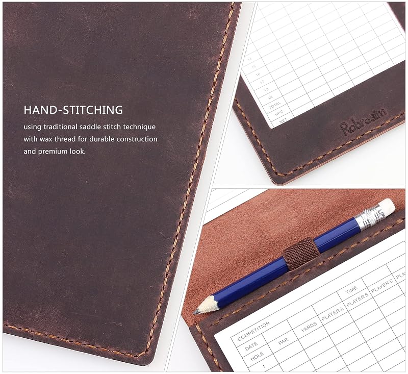 Variation of THIS listing Coffee: Handmade Leather Golf Scorecard Holder with Built-in Pencil Loop