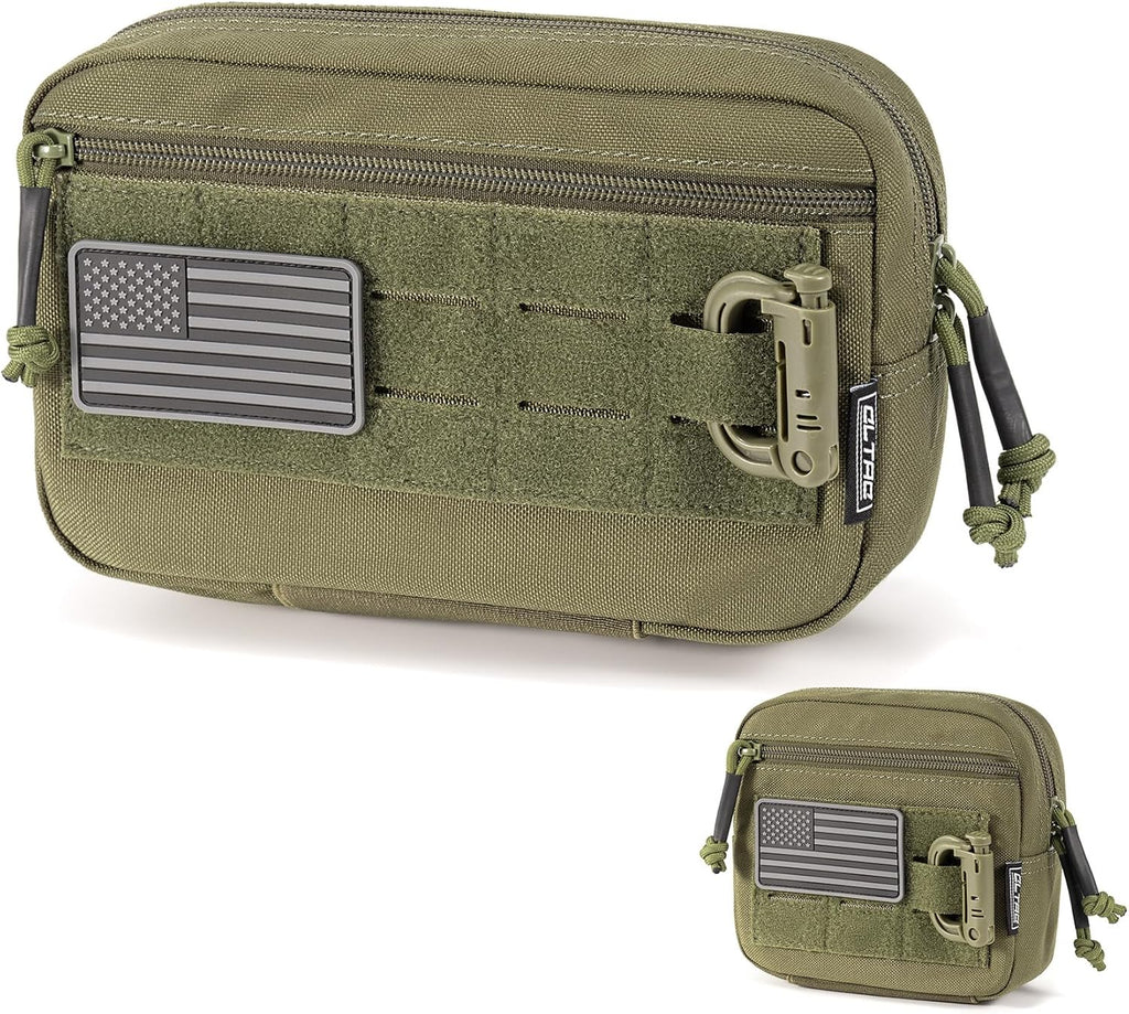 Skiennix Tactical Molle Admin Pouch - Utility EDC Tool Bag with US Flag Patch & D-Ring
