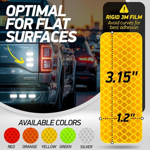 3M Diamond Grade Reflective Safety Tape Stickers - Yellow | 1.2″ x 3.15″ | 20-Pack for Helmets, Cars & Mailboxes