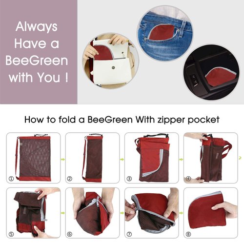BeeGreen Mesh Drawstring Bag Swim Backpack for Beach Pool Sports Gym Draw String Cinch Bags for Swimming Soccer Basketball Gear Red