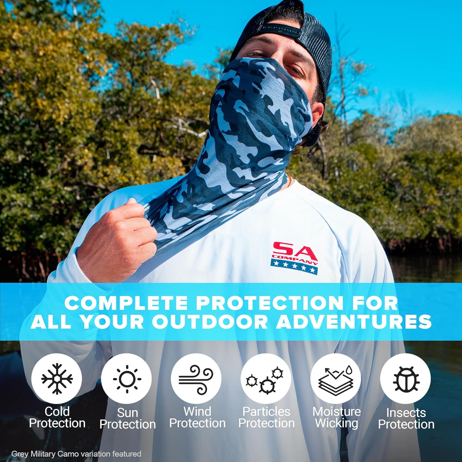 SA Company 5-Pack UV Face Shield - UV 30+ Multipurpose Neck Gaiter Balaclava for Adults | Various Colors