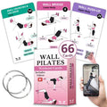 Wall Pilates Workouts for Women – 66 Exercise Cards with Videos & Workout Plan – Includes 5-Week Challenge, E-book, Chart & 2 Rings for Easy Organization – Home Pilates Workout Guide