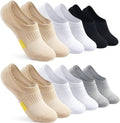 FAYBOX No Show Socks - Women's Cushioned Low Cut Invisible Footies | 6 Pairs for Running & Gym