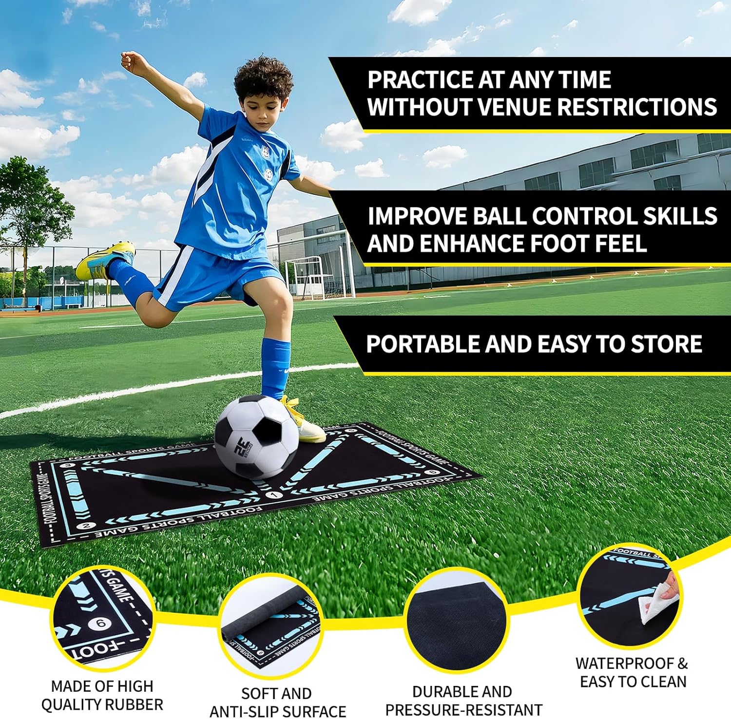 Skiennix Kids Soccer Goals - Portable Foldable Practice Nets with Training Equipment Set for Outdoor Fun