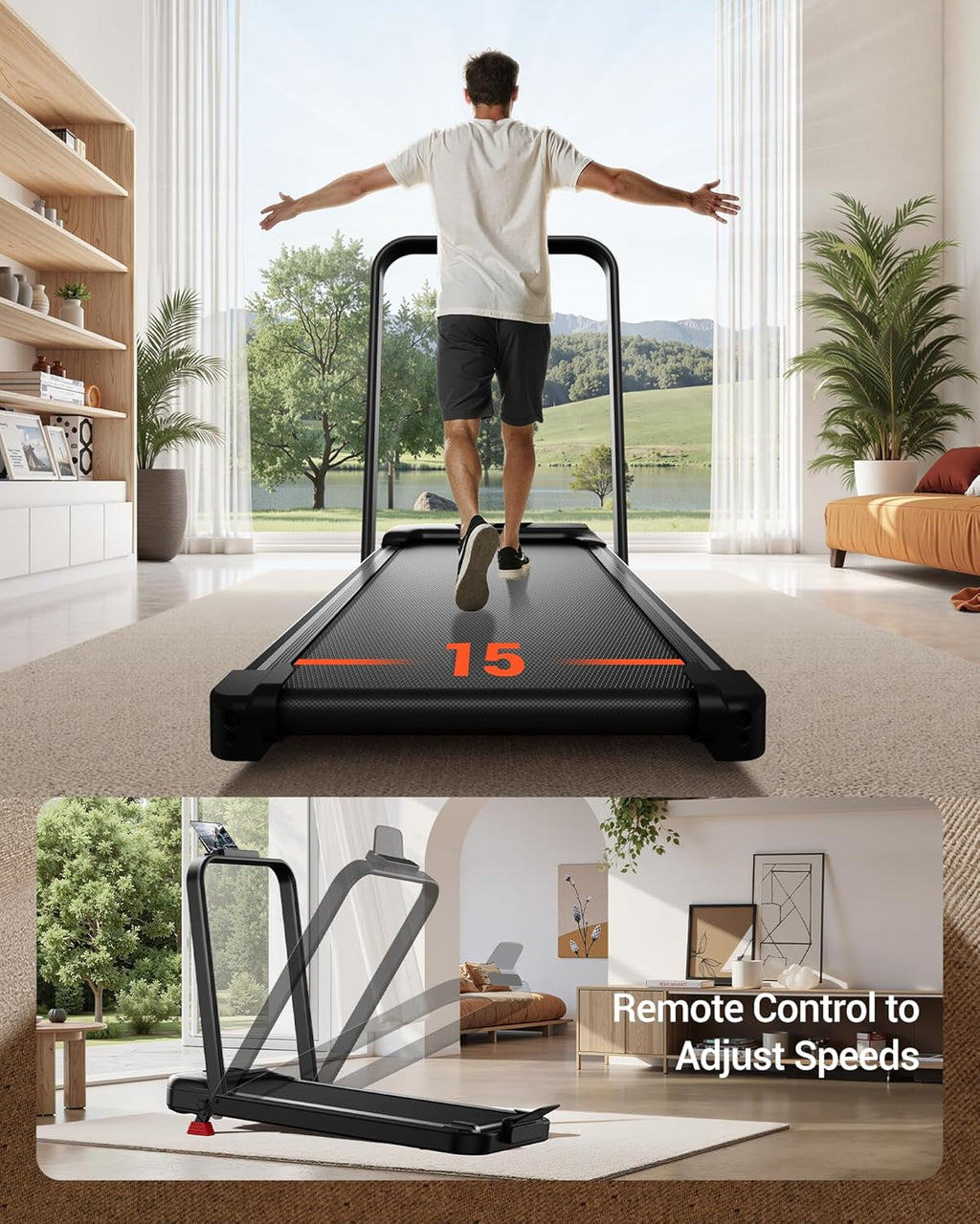 Skiennix 3-in-1 Walking Pad - Portable Under Desk Treadmill with 15% Incline | Foldable Design, 300 LBS Capacity