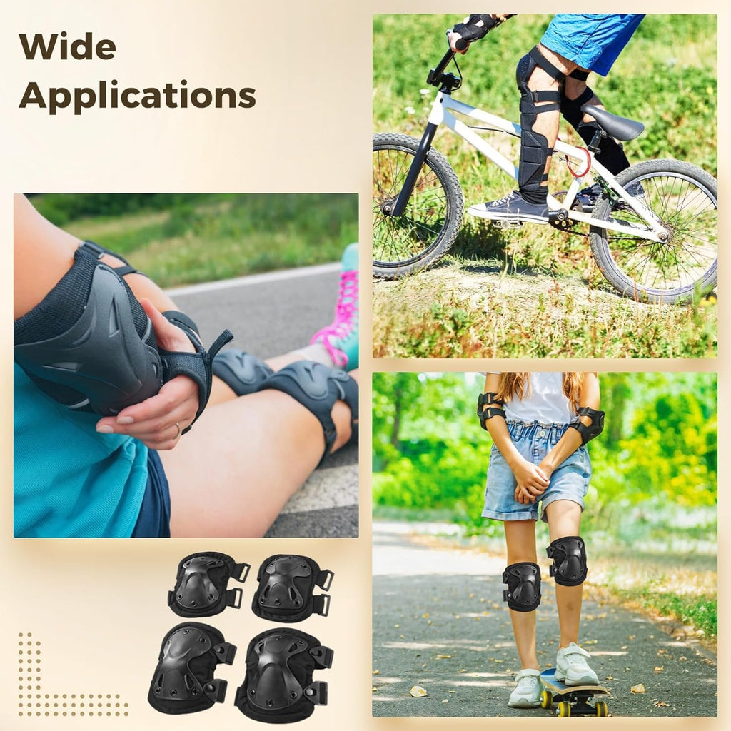 Skiennix Tactical Knee and Elbow Pads Set - Durable Adjustable Protective Gear for Outdoor Sports | 4 Pcs
