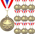 Quelay 20 Pcs Gold Award Medals - 2'' Metal Trophies with Neck Ribbons for Competitions & Events