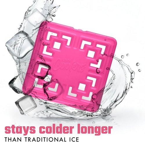 Cool Coolers Large Fashion Ice by Fit & Fresh, 3pk Ice Blocks for Lunchboxes, Quick Freeze, Space Saving, Stylish Reusable Freezer Packs for Coolers, Hot Pink
