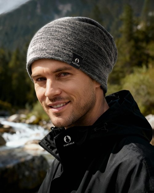 FURTALK Winter Beanie Hats for Men Women Warm Fleece Lined Double Layer Skull Cap Unisex Soft Slouchy Beanie, Black-Grey Mixed