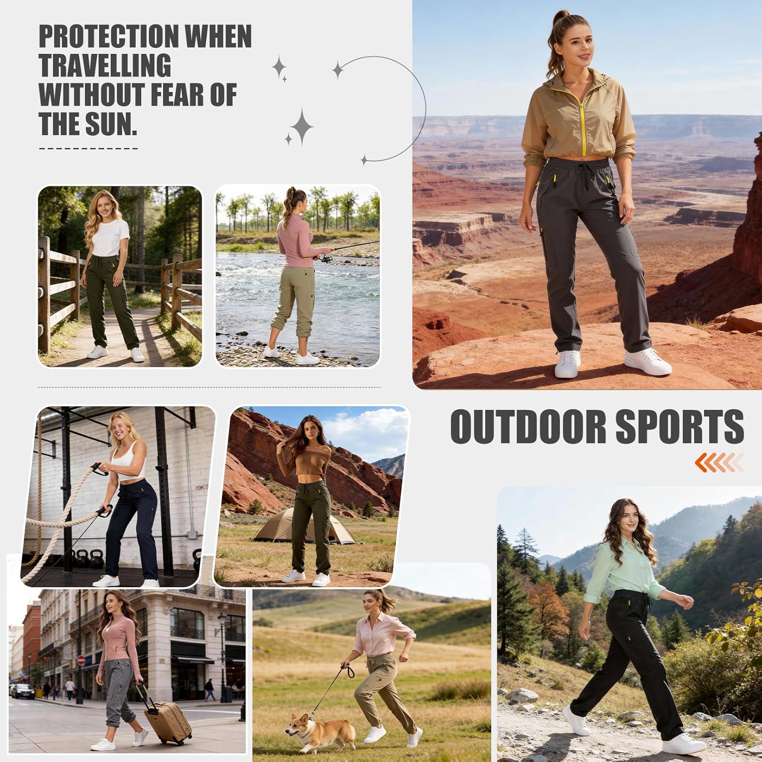 Skiennix Women's Hiking Pants - Quick Dry, Lightweight, UPF 50, Cargo Style with Zipper Pockets