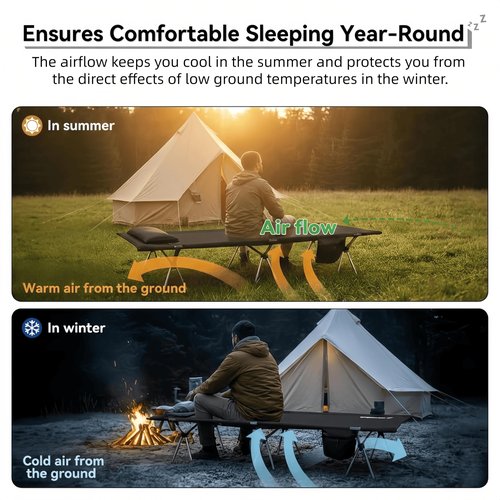 Camping Cot for Adults, Height Adjustable Sleeping Cot, Supports 300 lbs, Lightweight Compact Foldable for Backpacking, Hiking, Travel, Beach, Truck & Office Nap | Flyernature