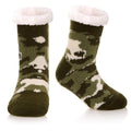 Green Camouflage DoSmart Kids Fuzzy Slipper Socks – Warm Plush Indoor Winter Stockings (8-12 Years)