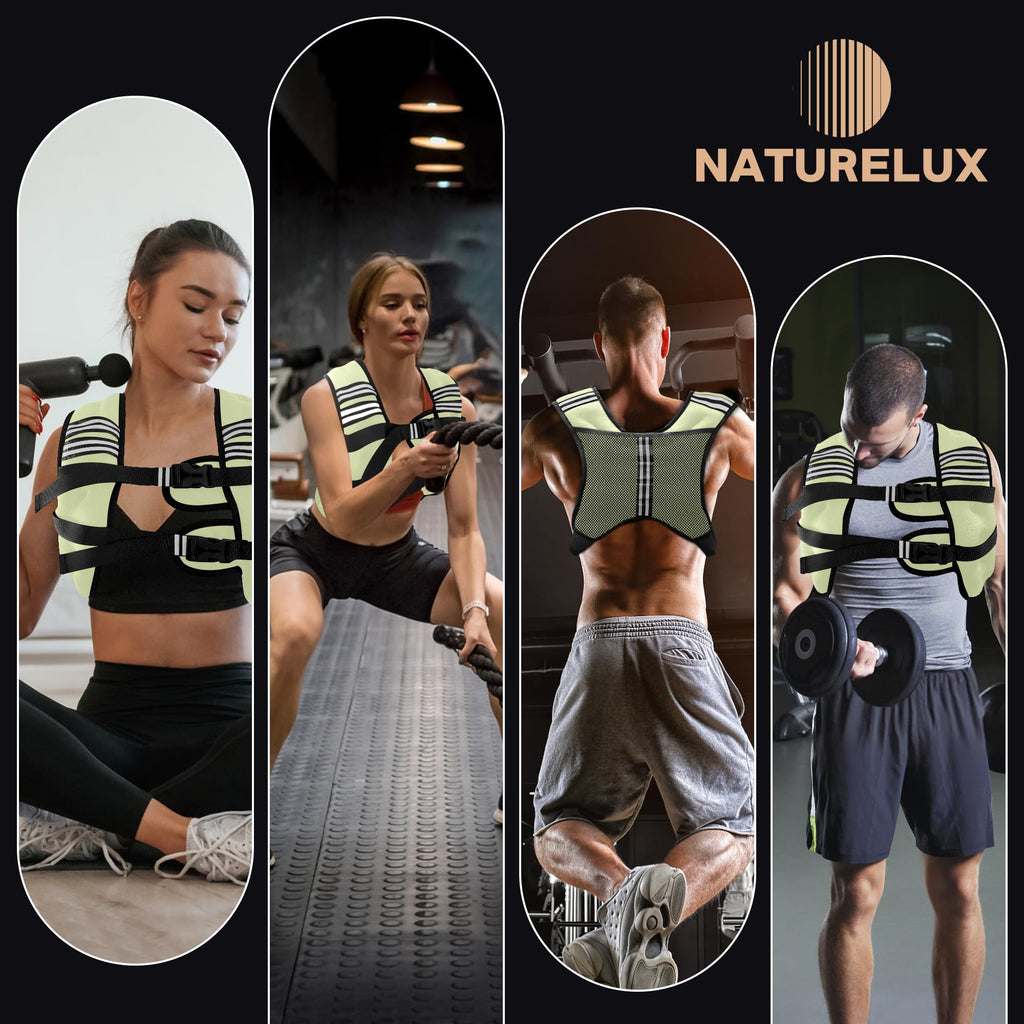 NATURELUX Weighted Vest with Reflective Stripe and Adjustable Buckle Straps, Pale Green, 25 lbs