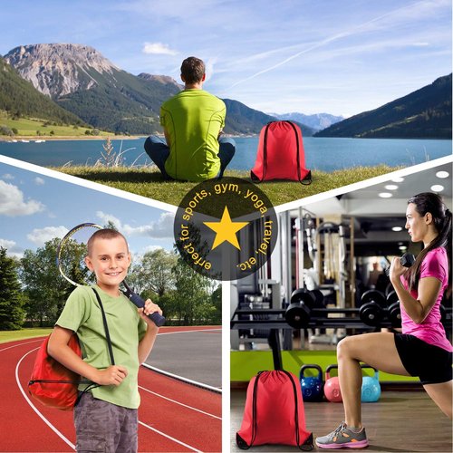 KUUQA Red Drawstring Backpack - 2-Pack Bulk Storage Bags for Easy Carrying and Organization
