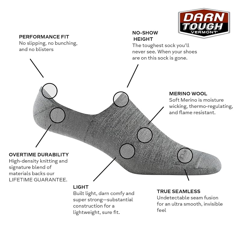 Darn Tough Vermont Topless Solid No Show Hidden Socks - Black, Large