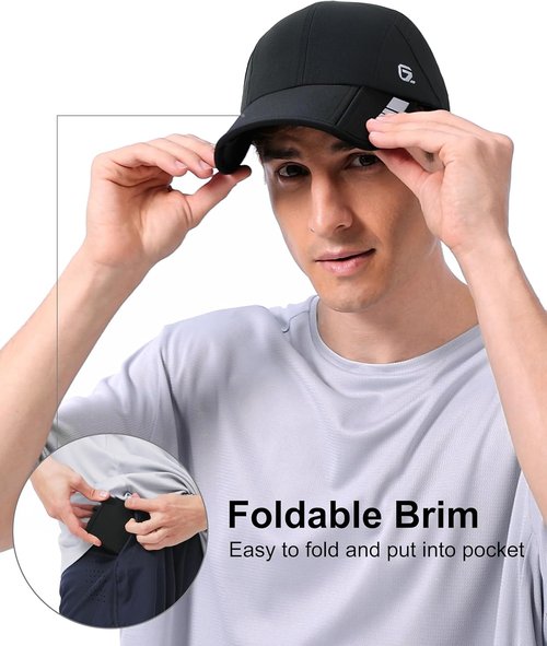 GADIEMKENSD UPF 50+ Foldable Sport Cap - Breathable & Reflective Unisex Design for Golf, Tennis, Travel