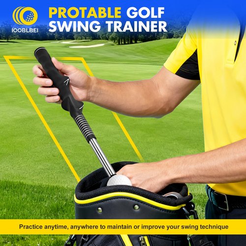 IOOBLBEI Retractable Golf Swing Trainer, Golf Training Aid & Golf Grip Trainer for Right-Handed Golfer, Strength & Tempo Stick Training, Telescopic Club for Beginners Chipping Hitting Practice