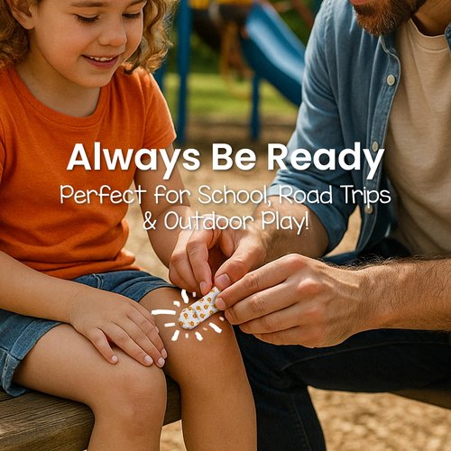 Patch Kids On-The-Go Natural Bamboo Adhesive Bandage Kit for Sensitive Skin, Eco-Friendly Hypoallergenic Bandages for Sensitive Skin. Non Toxic Bandages for Boys & Girls with Cute Prints, 29 ct Small