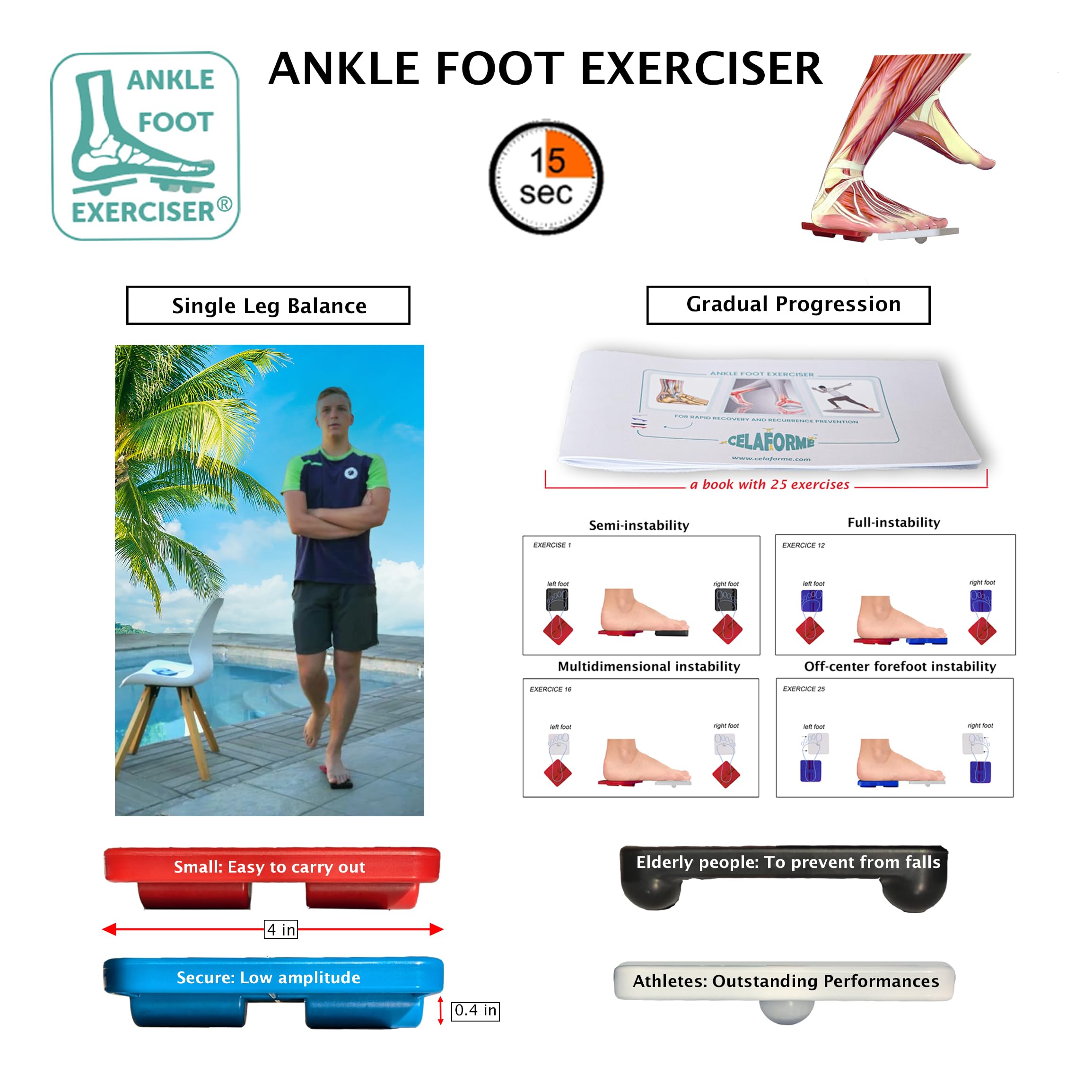Ankle Foot Exerciser® Ankle Strengthener for ankle sprain relief, Foot Strengthener for plantar fasciitis; Ankle mobility, Posture corrector, Proprioception