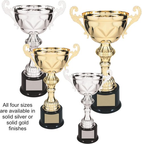 Decade Awards Metal Cup Trophy - Engraved Corporate Love Award | Gold or Silver (10-14.5 Inch Tall) - Customize Today
