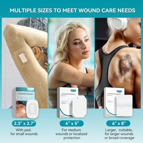 Dimora Transparent Film Dressing - Waterproof Adhesive Clear Bandages 4" x 5" | Ideal for IV Shield & Tattoo Aftercare