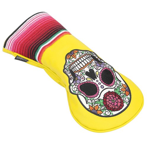SHABIER Rose Embroidery Design Golf Headcover Sugar with Skull Design for Golf Club (Yellow, Driver)