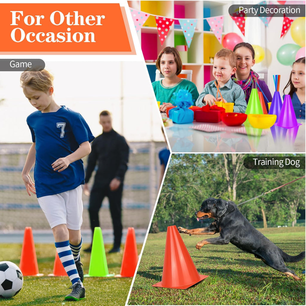 Skiennix Soccer Cones - 7-Inch Plastic Training Cones for Basketball, Football & Skating Drills | 12/24/50pcs