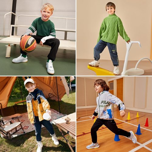 Comfoex Boys Crew Cotton Socks For Kids 6-8 4-6 8-10 Years Old Calf Half Cushioned Athletic Socks 6 Pairs
