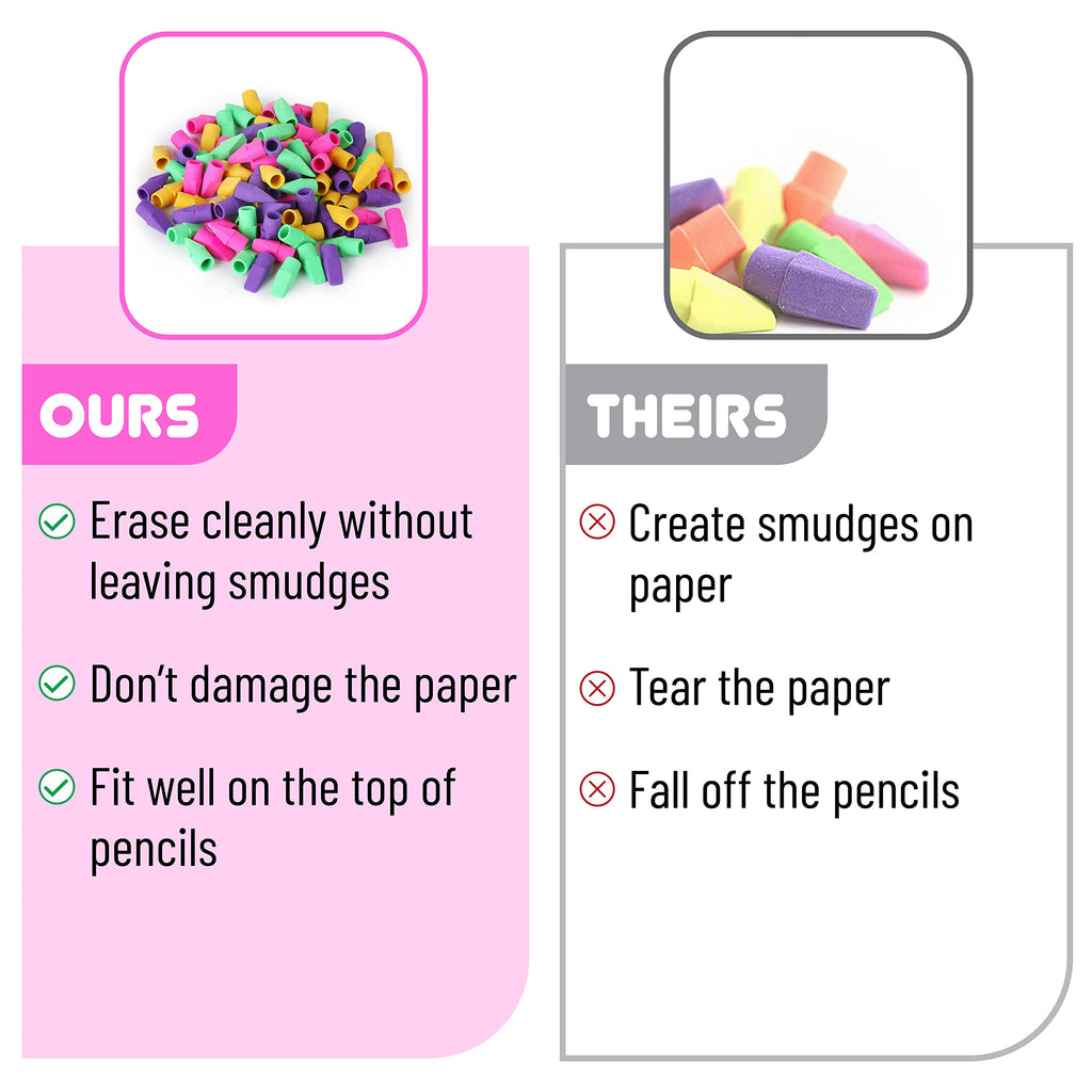 Mr. Pen- Pencil Top Erasers, 120 Pack, Latex-Free, No-Smudge