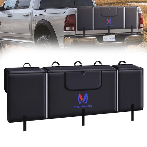 MICTUNING Tailgate Bike Pad for Mountain Bike, Secure 5 Bikes on Truck, ScratchResistant Tailgate Pad with Reflective Strips and Tool Pocket, for Outdoor Bicycle Transportation
