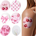Geiserailie 30 PCS Adhesive Patch Compatible with Dexcom G7 Pre-Cut Flowers Pink Bow NO Glue in The Center Sensor Cover for Continuous Glucose Monitor Long Fixation Flexible Breathable