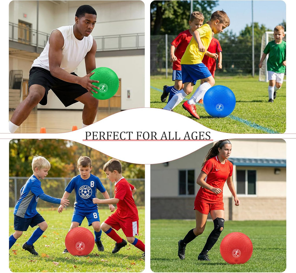 Skiennix Kickball Set - 10 Inch Playground Balls for Kids | Pack of 3 with Pump for Indoor/Outdoor Fun