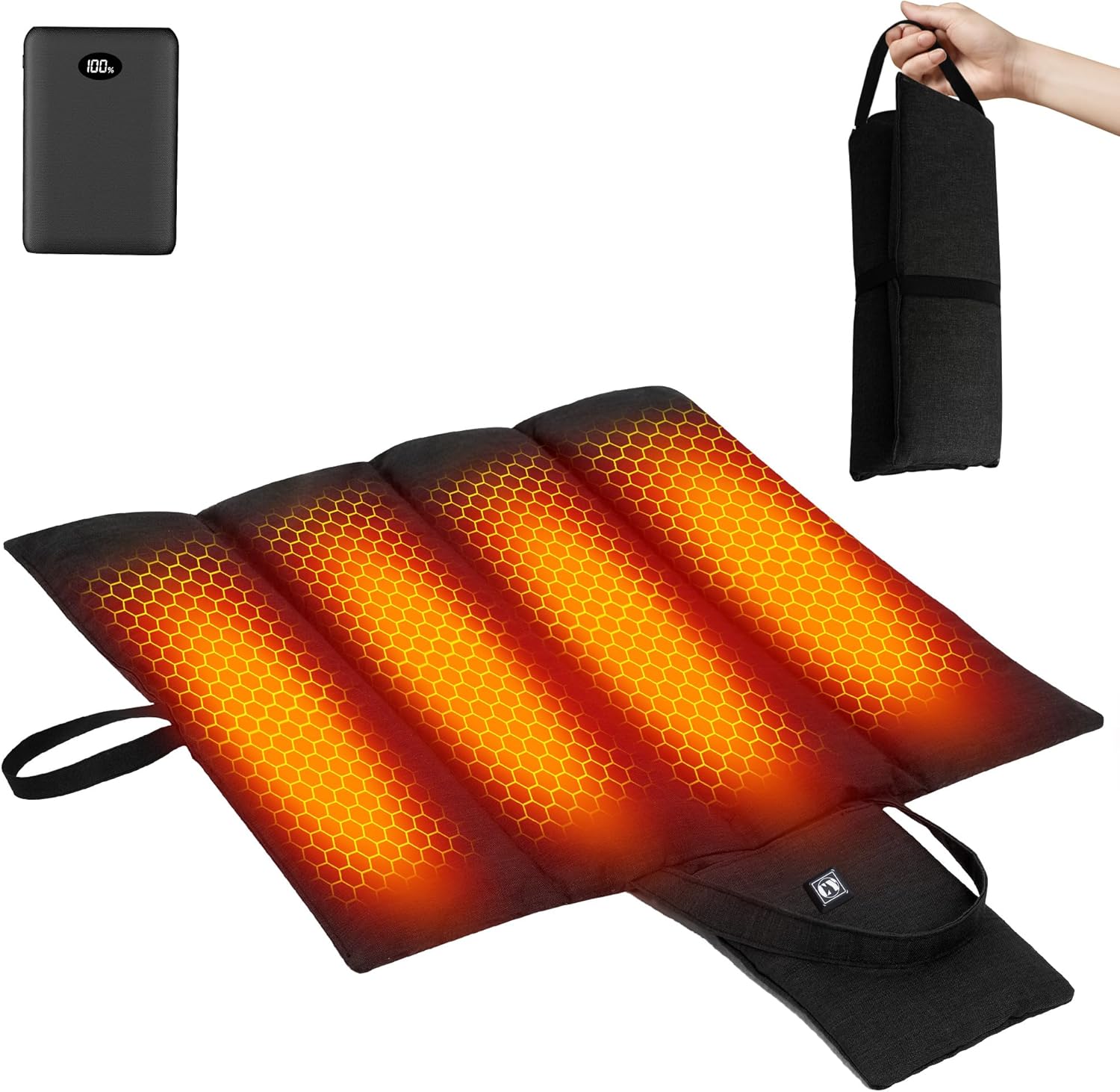Skiennix 10000mAh Heated Seat Cushion - Portable USB Rechargeable for Office & Stadium Use