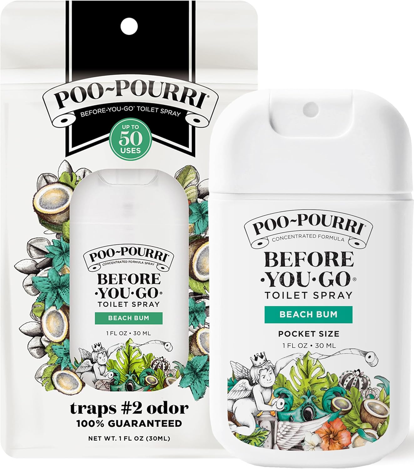 Poo-Pourri Pocket Toilet Spray - Travel Essential Odor Deodorizer | Beach Bum, 1 Fl Oz, TSA Approved