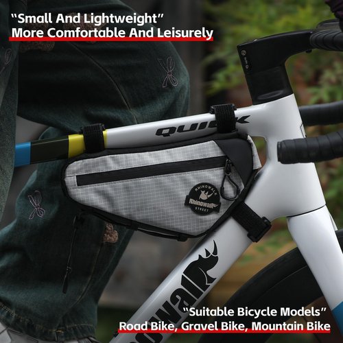 Rhinowalk Bicycle Triangle Bag Cosmopolis Series Lightweight Urban Bike Frame Bag Pack Under Top Tube Pouch Cycling Accessories(Black)