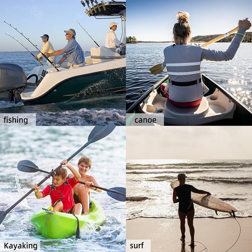 Kayaking Paddle Leash - Stretchable Coiled Tether for Kayak & Fishing Rod | Extends to 59 Inches (Black)