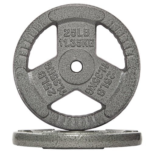 Fitvids 1 Inch Standard Weight Plates, 2x 25 LB Plates for Home Gym Strength Training, Triple-handle Design