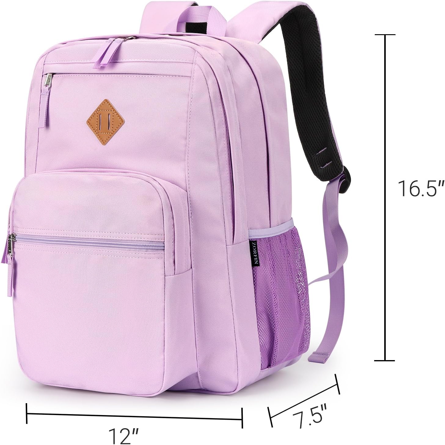 ZORFIN 26L Water Resistant Backpack for College & Travel | Light Purple Bookbag