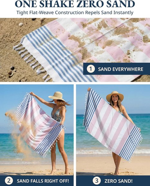 LANE LINEN Extra Large Beach Towels - 2 Pack Oversized Quick Dry, Stylish & Absorbent | 39"x71" - Old Glory Pink