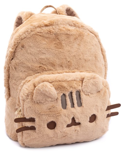 Pusheen Backpack Fur 3D Cat Beige Fluffy Rucksack 13.5"